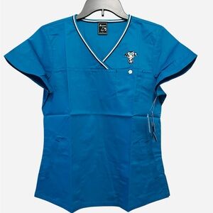 Tokidoki x Koi by Kathy Peterson Ashley Blue V-Neck Scrub Top with Mozzarella